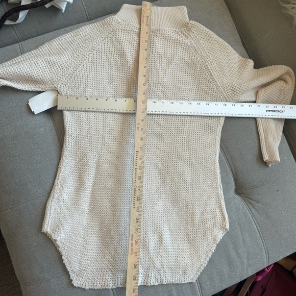 Nordstrom RDI Waffle Knit 1/4 Zip Mock Neck Sweater Oatmeal Tan NWT NEW beige XS - Picture 10 of 10